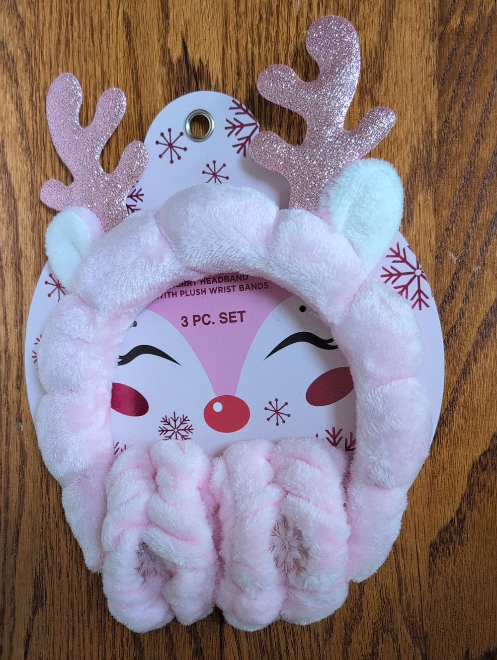 NWT Plush Reindeer Headband & Wristbands Set